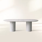 Danae Natural Marble Stone Dining Table Double Pillars Base