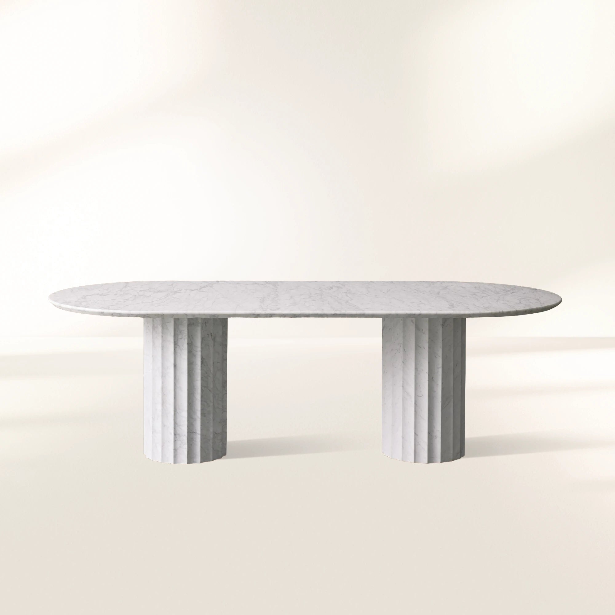 Danae Natural Marble Stone Dining Table Double Pillars Base