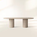 Danae Natural Marble Stone Dining Table Double Pillars Base