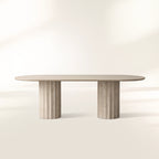 Danae Natural Marble Stone Dining Table Double Pillars Base