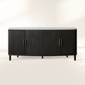 Danny Country Oak Buffet Sideboard Marble Top Media TV Cabinet Wood Entryways Cabinet