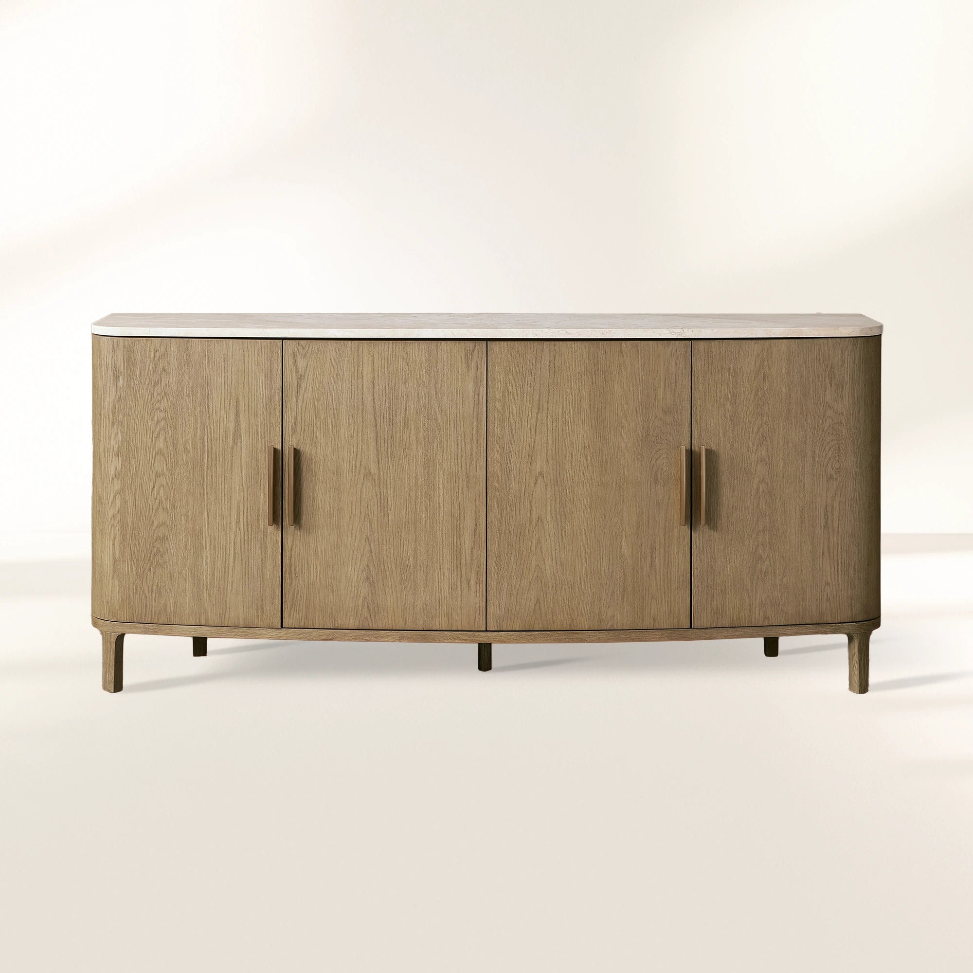 Danny Country Oak Buffet Sideboard Marble Top Media TV Cabinet Wood Entryways Cabinet
