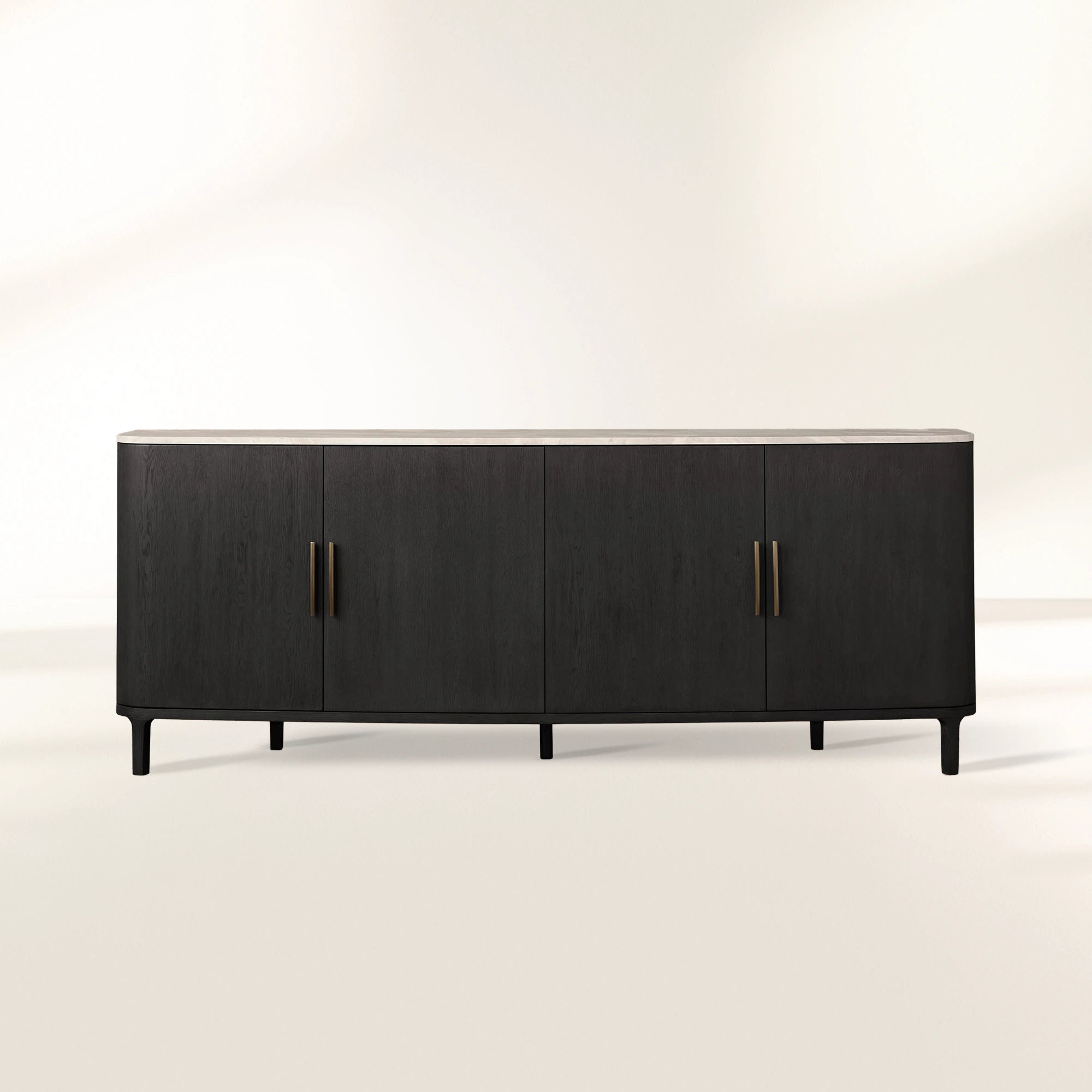 Danny Country Oak Buffet Sideboard Marble Top Media TV Cabinet Wood Entryways Cabinet