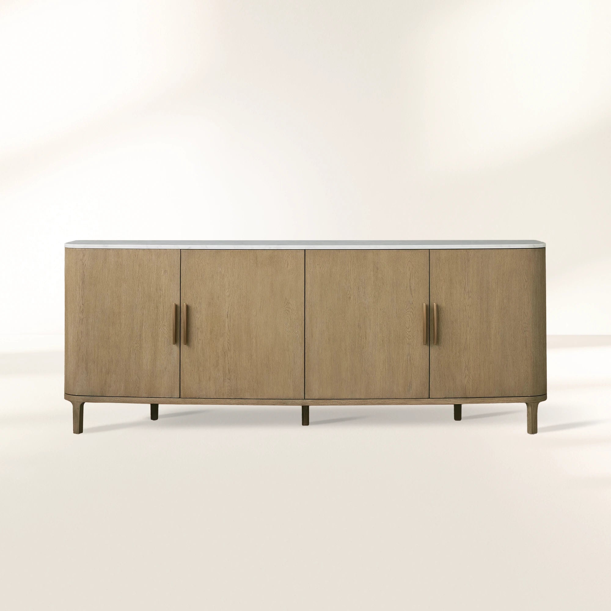 Danny Country Oak Buffet Sideboard Marble Top Media TV Cabinet Wood Entryways Cabinet
