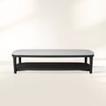Danny Rectangle Coffee Table with Marble Top Oak & Wood Cocktail Table Living Room Center Tea Table