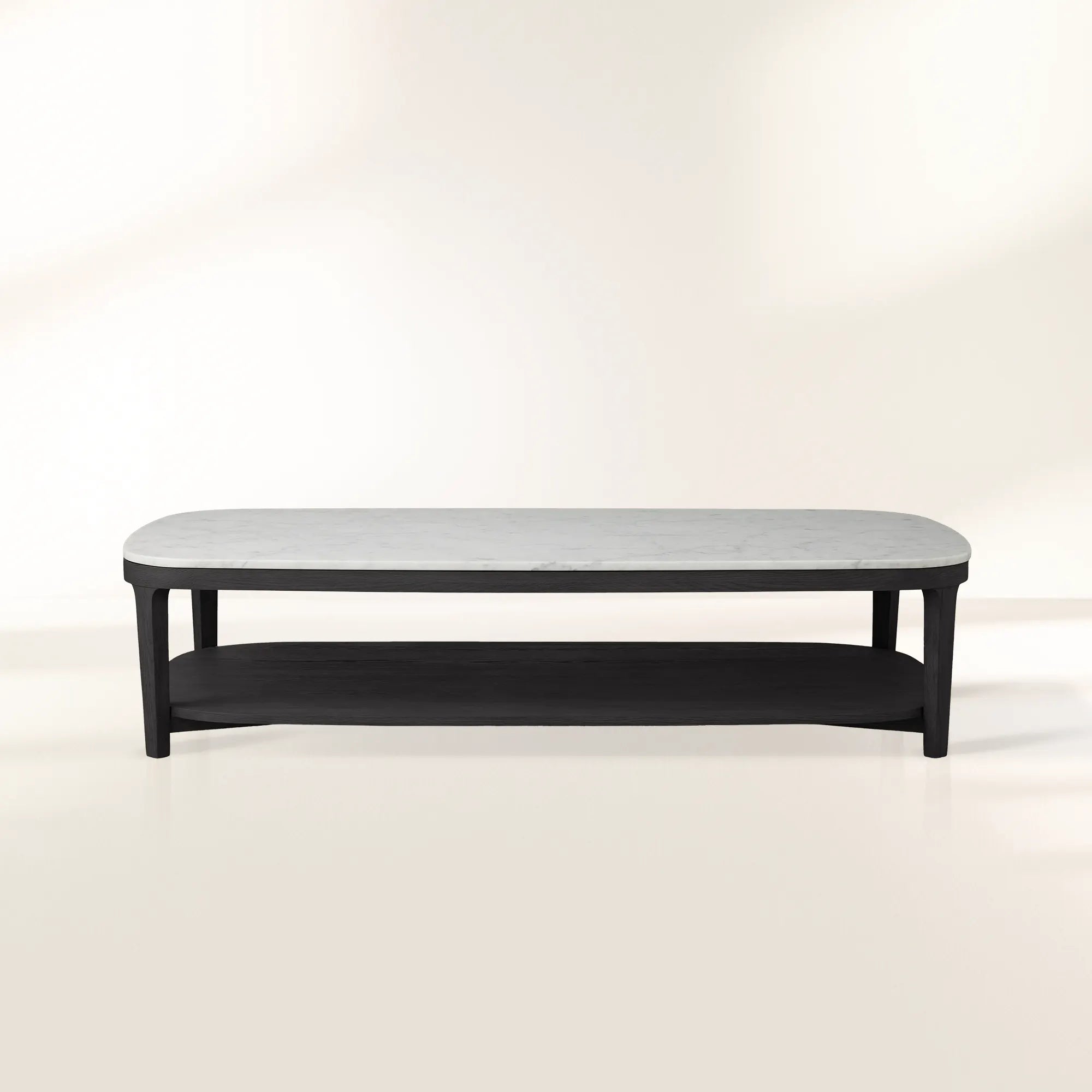 Danny Rectangle Coffee Table with Marble Top Oak & Wood Cocktail Table Living Room Center Tea Table