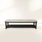 Danny Rectangle Coffee Table with Marble Top Oak & Wood Cocktail Table Living Room Center Tea Table