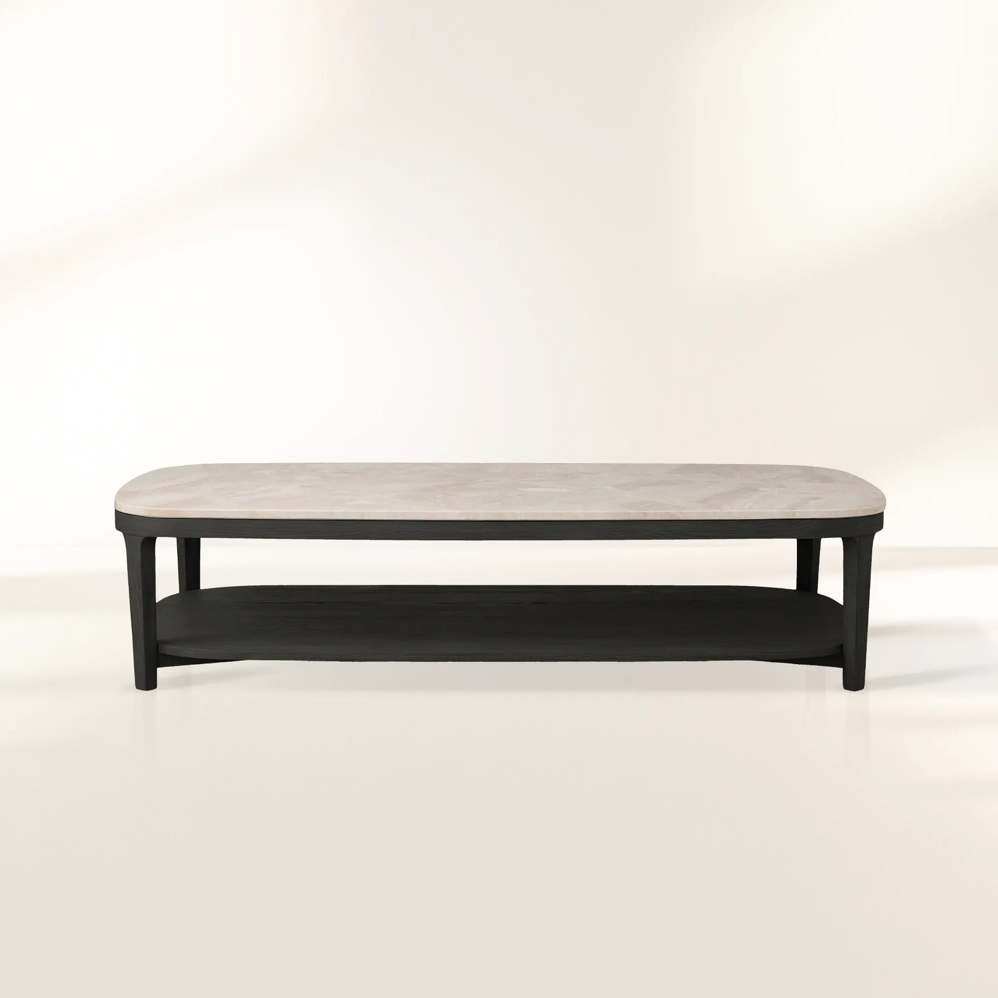 Danny Rectangle Coffee Table with Marble Top Oak & Wood Cocktail Table Living Room Center Tea Table