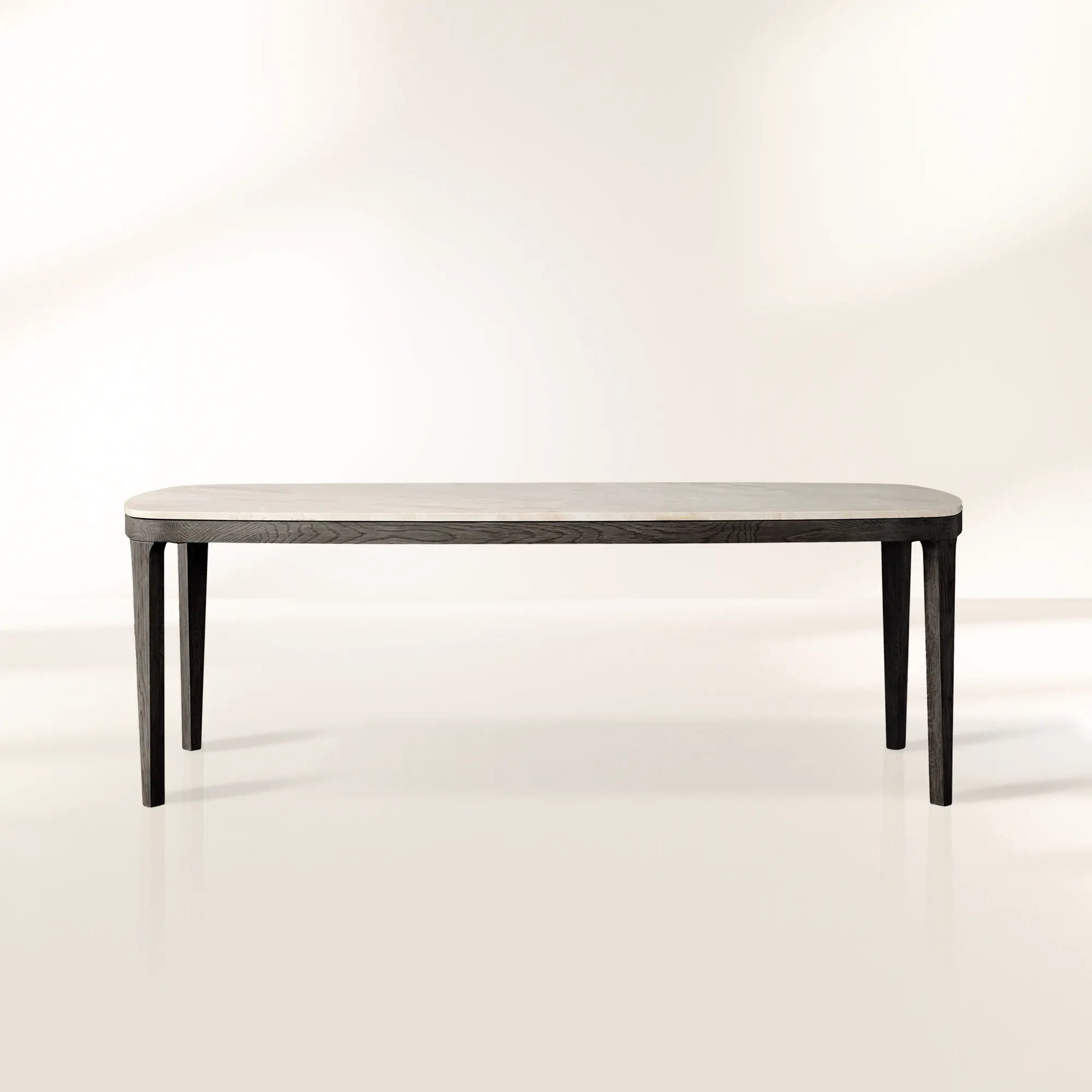 Danny Oak Wood Dining Table with Carrara Marble Tabletop