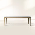 Danny Oak Wood Dining Table with Carrara Marble Tabletop