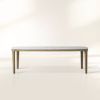 Danny Oak Wood Dining Table with Carrara Marble Tabletop