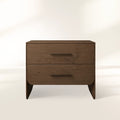 Felton Closed Nightstand with Solid Oak Wood Brass Drawer Pulls Bedside Nightside Table with Soft-Close TWO-Drawer Cabinet