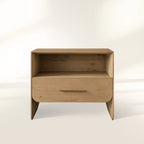 Felton Open Nightstand with Solid Oak Wood Bedside Nightside Cabinet with ONE-Drawer Cabinet Brass Drawer Pulls & Open Shelf