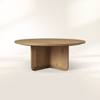 Felton Round Coffee Table Solid Oak Wood Center Tea Table Minimalist Rural Style