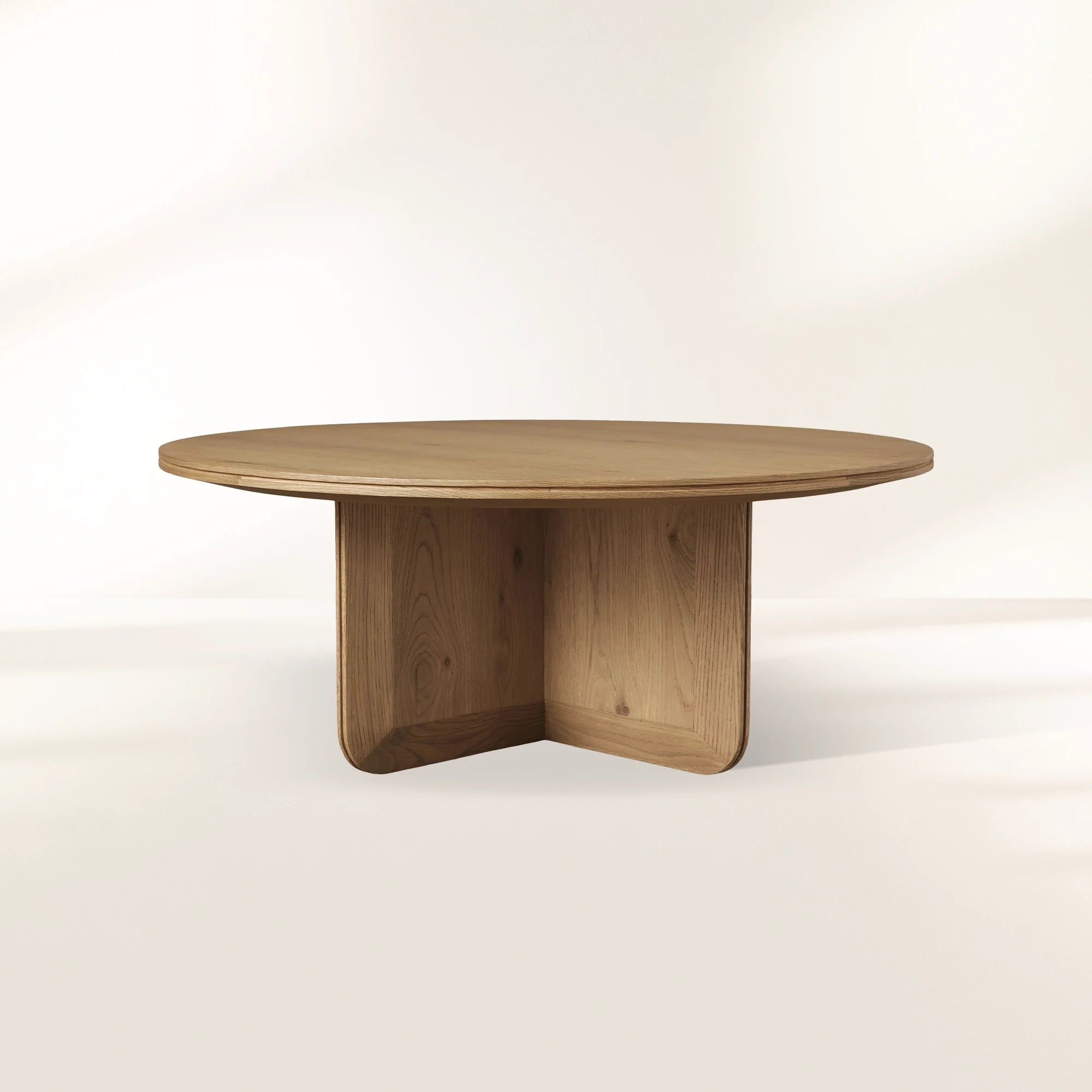 Felton Round Coffee Table Solid Oak Wood Center Tea Table Minimalist Rural Style