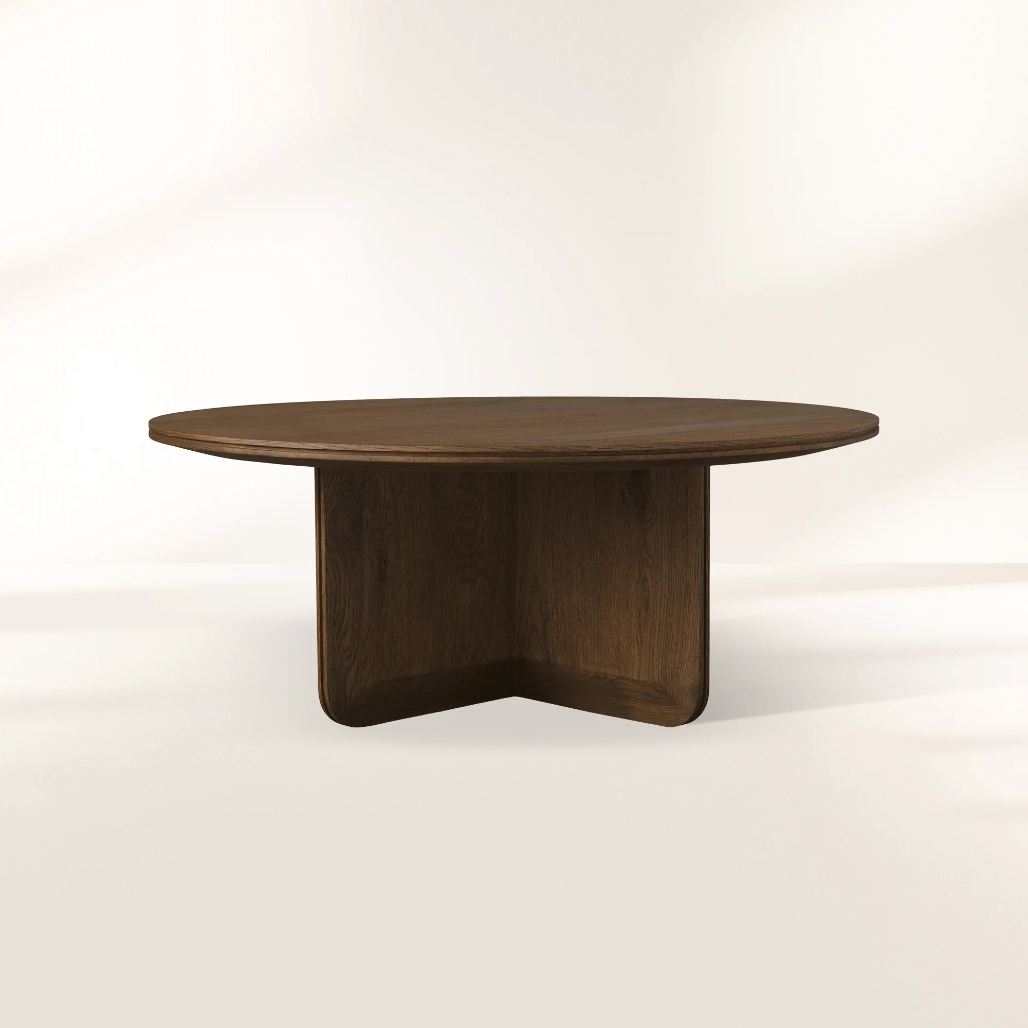 Felton Round Coffee Table Solid Oak Wood Center Tea Table Minimalist Rural Style