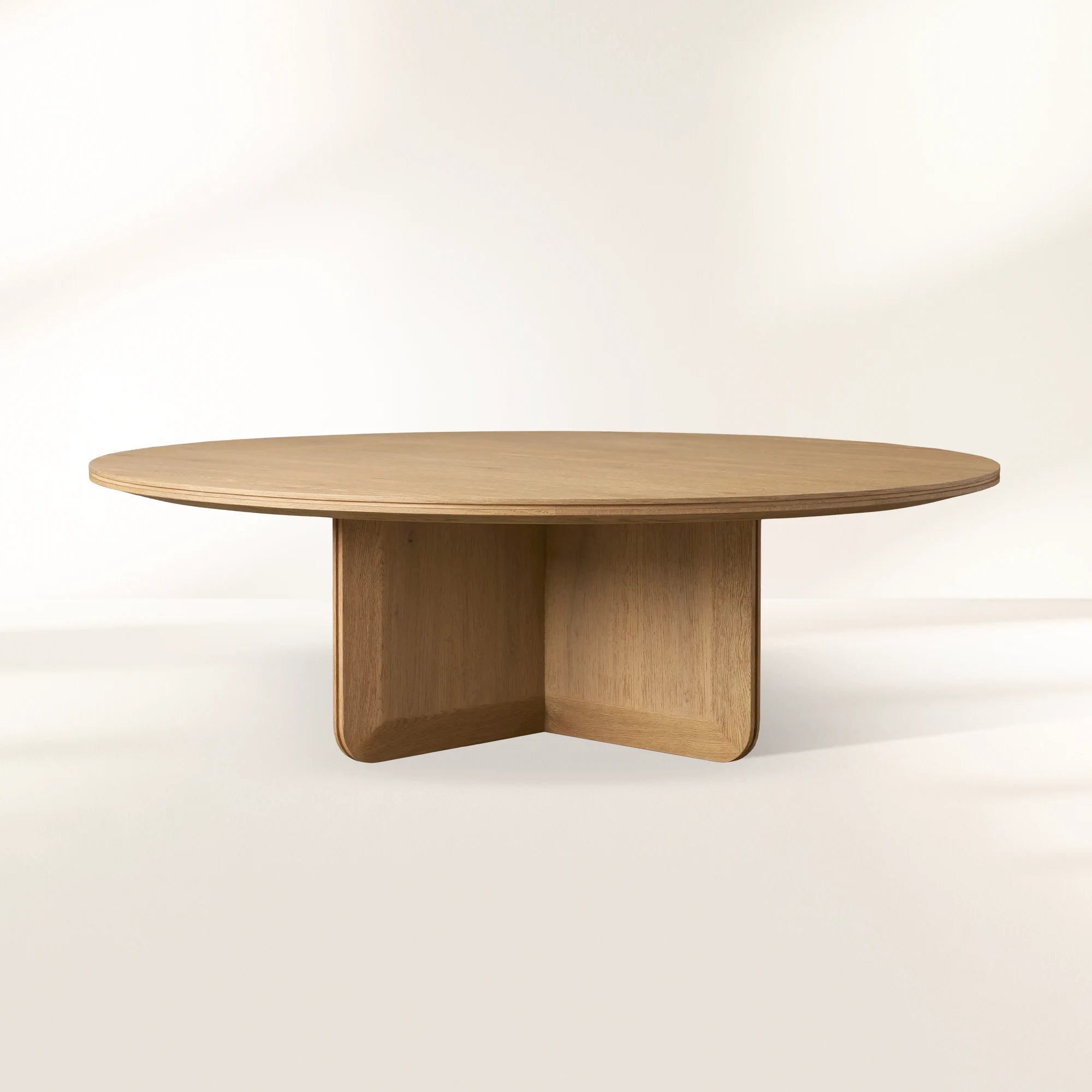 Felton Round Coffee Table Solid Oak Wood Center Tea Table Minimalist Rural Style