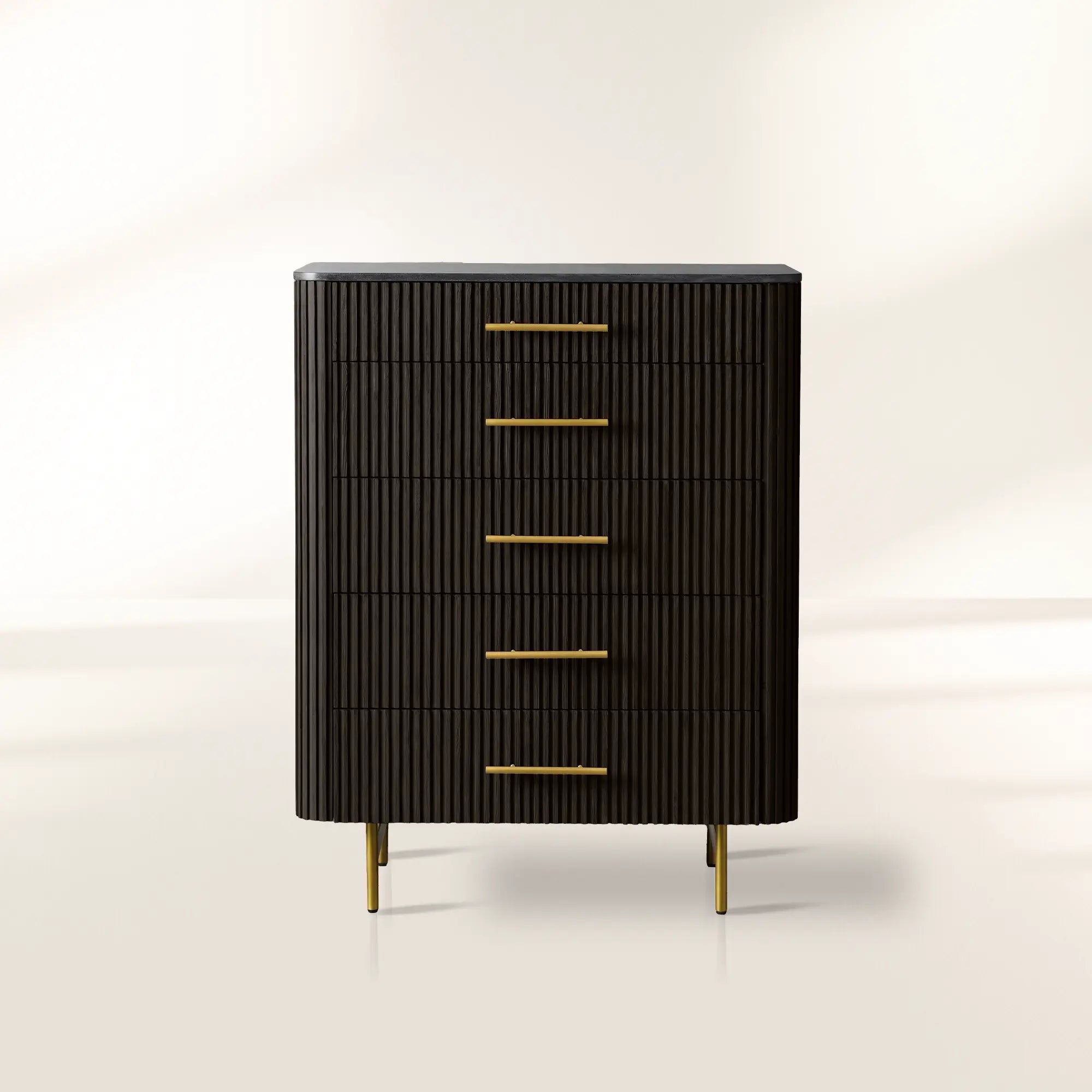 Finnley Marble Top Five-Drawer Dresser Wood Drawer Chest Cabinet