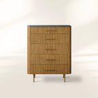 Finnley Marble Top Five-Drawer Dresser Wood Drawer Chest Cabinet