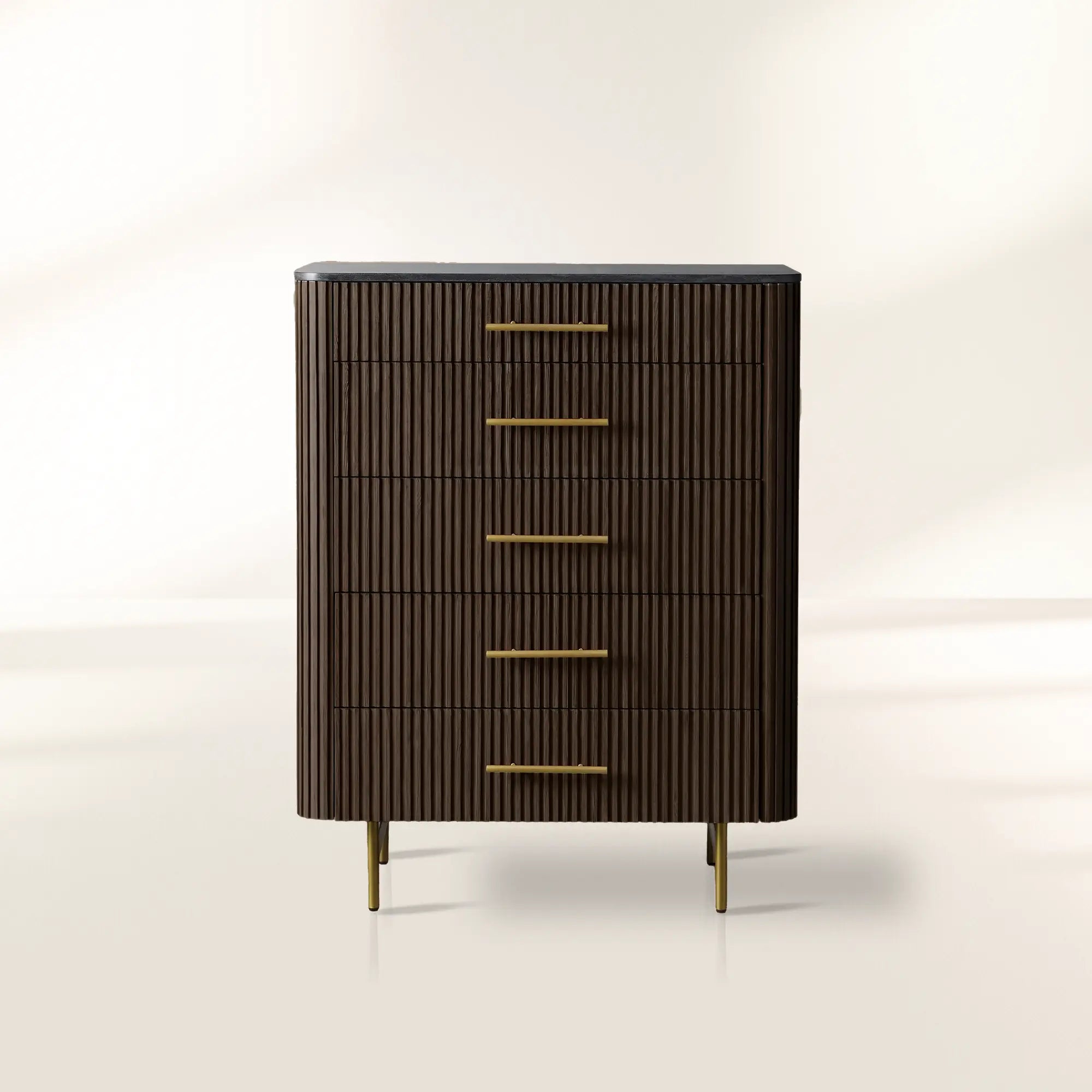 Finnley Marble Top Five-Drawer Dresser Wood Drawer Chest Cabinet