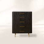 Finnley Marble Top Five-Drawer Dresser Wood Drawer Chest Cabinet