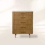 Finnley Marble Top Five-Drawer Dresser Wood Drawer Chest Cabinet