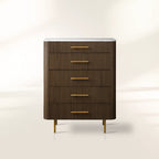 Finnley Marble Top Five-Drawer Dresser Wood Drawer Chest Cabinet