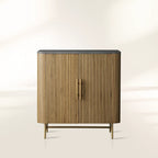 Finnley Small Marble Stone Top Wine Cabinet Sideboard Wood Bar Cabinet With Wine Rack
