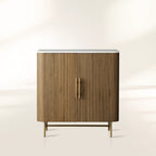 Finnley Small Marble Stone Top Wine Cabinet Sideboard Wood Bar Cabinet With Wine Rack