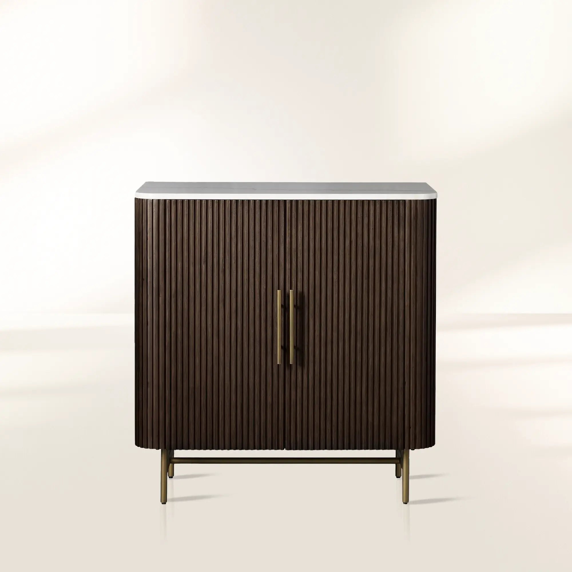 Finnley Small Marble Stone Top Wine Cabinet Sideboard Wood Bar Cabinet With Wine Rack