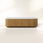 Finnley Solid Wood Coffee Table with Stone Top Center Tea Table