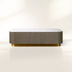 Finnley Solid Wood Coffee Table with Stone Top Center Tea Table