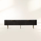 Finnley Luxurious Marble Stone Top Buffet Sideboard Wood Low TV Stand Cabinet Media Console television Storage Side Unit