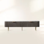 Finnley Luxurious Marble Stone Top Buffet Sideboard Wood Low TV Stand Cabinet Media Console television Storage Side Unit