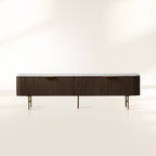 Finnley Luxurious Marble Stone Top Buffet Sideboard Wood Low TV Stand Cabinet Media Console television Storage Side Unit