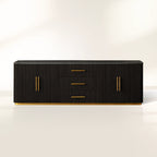 Finnley Enfilade buffet de luxe en marbre, meuble TV en bois, commode d'entrée à tiroirs