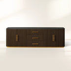 Finnley Enfilade buffet de luxe en marbre, meuble TV en bois, commode d'entrée à tiroirs