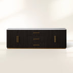 Finnley Enfilade buffet de luxe en marbre, meuble TV en bois, commode d'entrée à tiroirs