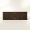 Finnley Enfilade buffet de luxe en marbre, meuble TV en bois, commode d'entrée à tiroirs