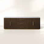Finnley Enfilade buffet de luxe en marbre, meuble TV en bois, commode d'entrée à tiroirs