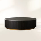 Finnley Round Coffee Table Sofa Center Tea Table with Stone Top & Brass Base