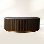 Finnley Round Coffee Table Sofa Center Tea Table with Stone Top & Brass Base