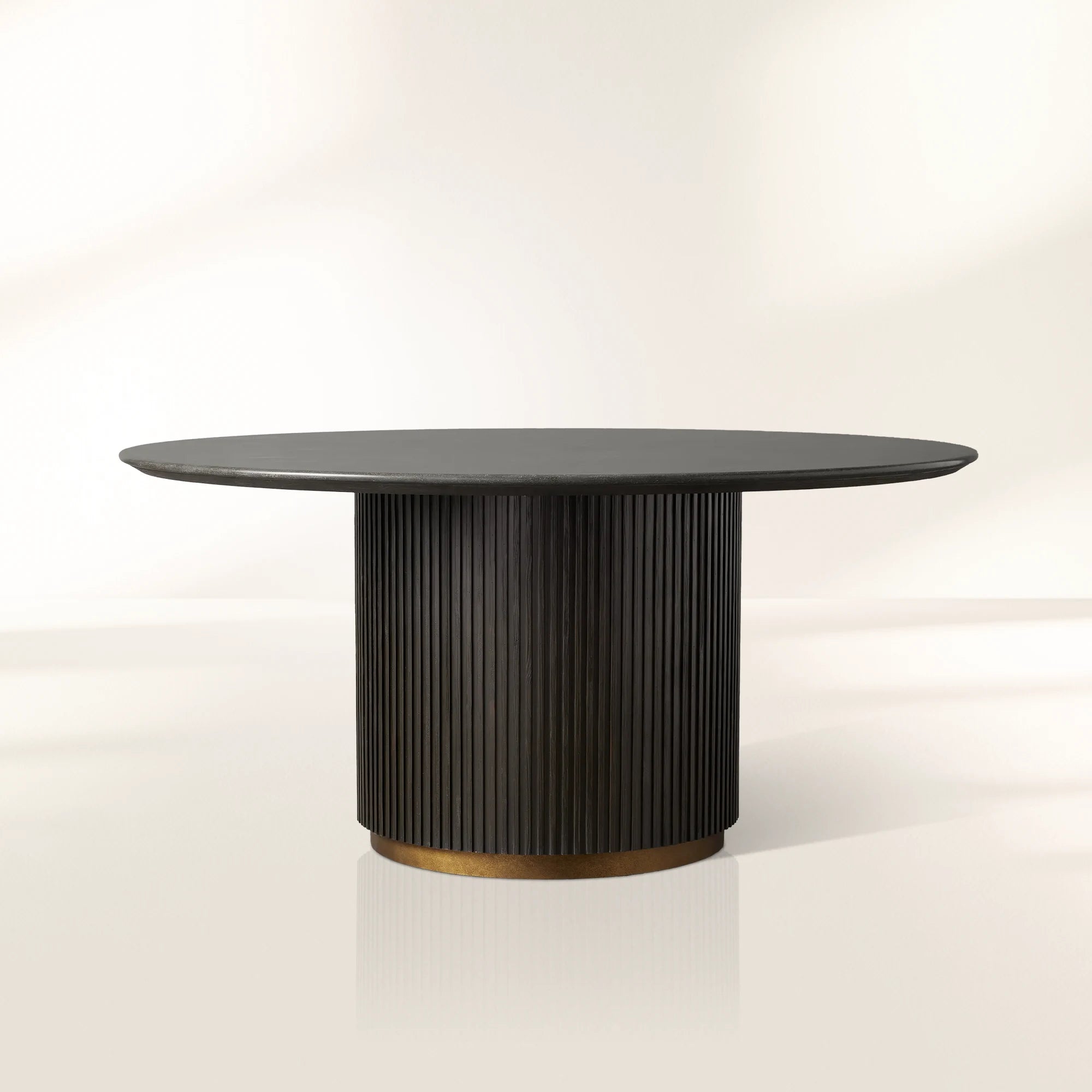 Finnley Round Marble Stone Top With Wood Plinth Bases