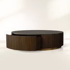 Finnley Round Storage Coffee Table Stone Top Center Tea Table