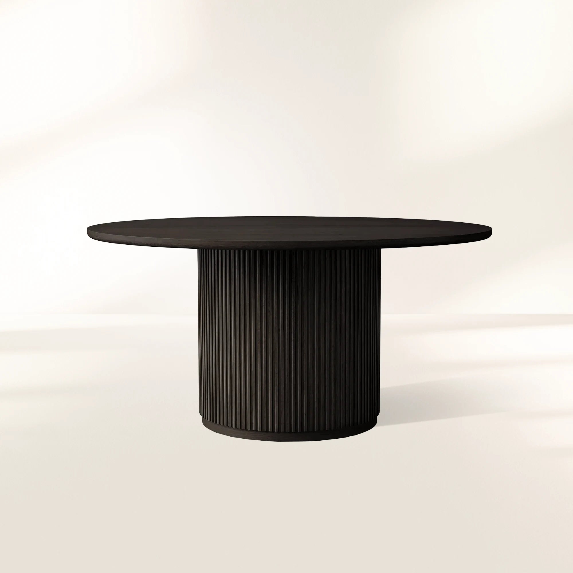 Finnley Wood Round Dining Table with Reeded Detail Base