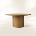 Finnley Wood Round Dining Table with Reeded Detail Base