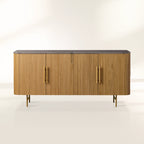 Finnley Wood Sideboard Marble Countertop Buffet Storage Rural Entryways Cabinet