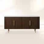 Finnley Wood Sideboard Marble Countertop Buffet Storage Rural Entryways Cabinet