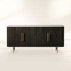 Finnley Wood Sideboard Marble Countertop Buffet Storage Rural Entryways Cabinet