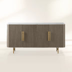 Finnley Wood Sideboard Marble Countertop Buffet Storage Rural Entryways Cabinet